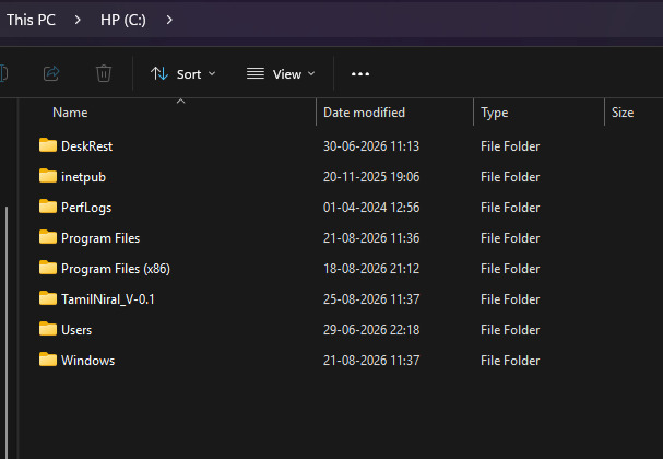 C Drive TamilNiral Folder